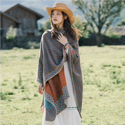 Gudrunam | Dames Elegant Poncho Vest | Lang