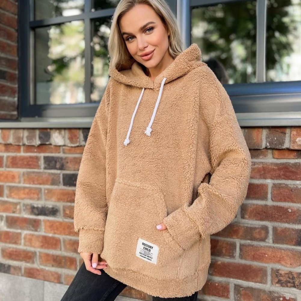 Modieuze pluche hoodie - Rachel