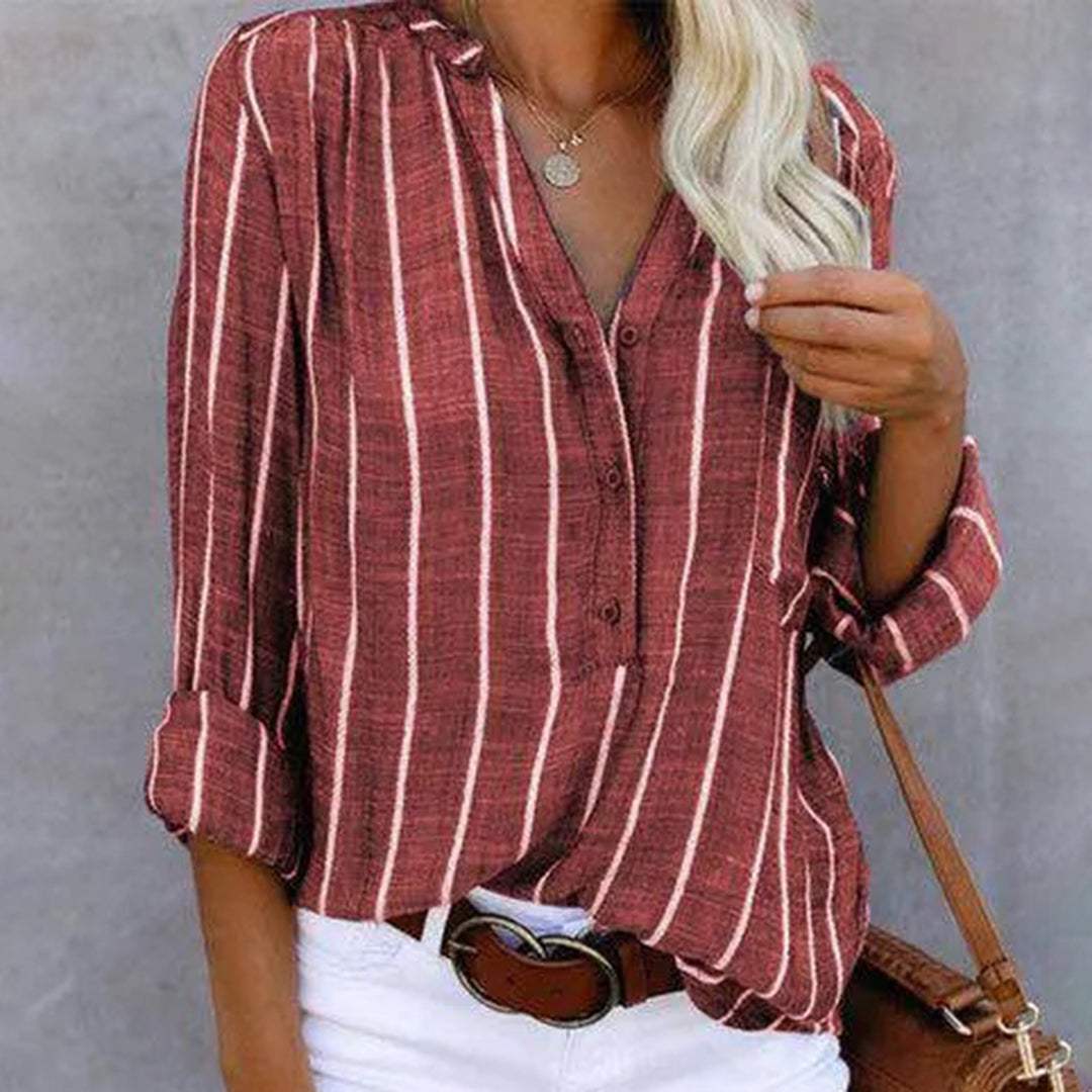 Gestreepte Blouse - Casual Chic - Luchtig - Ideaal voor Kantoor en Weekend