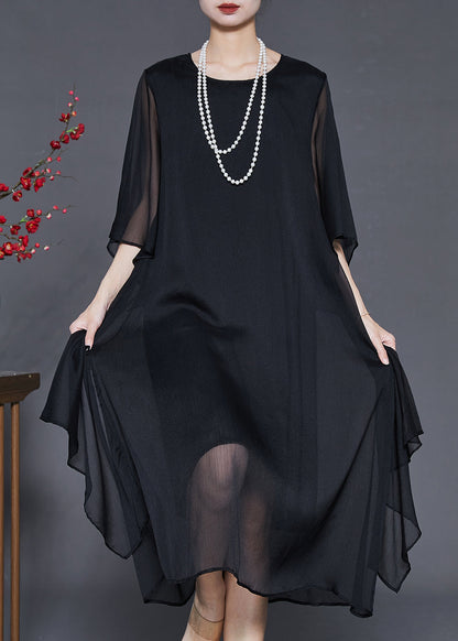 Roanne Gedrapeerde chiffon maxi oversized jurk