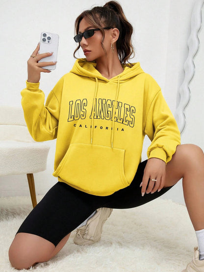 Sharon | Sweatshirt Met Capuchon Oversized Bedrukt Los Angeles Voor Vrouwen