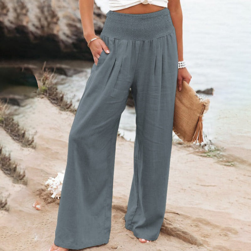 Broek met wijde pijpen en hoge taille