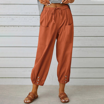 Elda broek - Linnen capribroek voor dames voor ontspannen comfort in een loszittende stijl