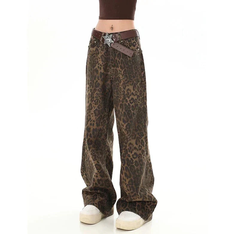 Retro broek met luipaardprint