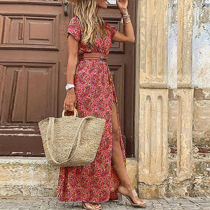 Elegante bohemian jurk met gratis riem