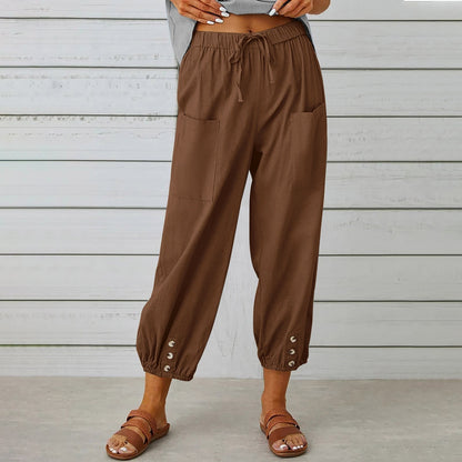 Elda broek - Linnen capribroek voor dames voor ontspannen comfort in een loszittende stijl