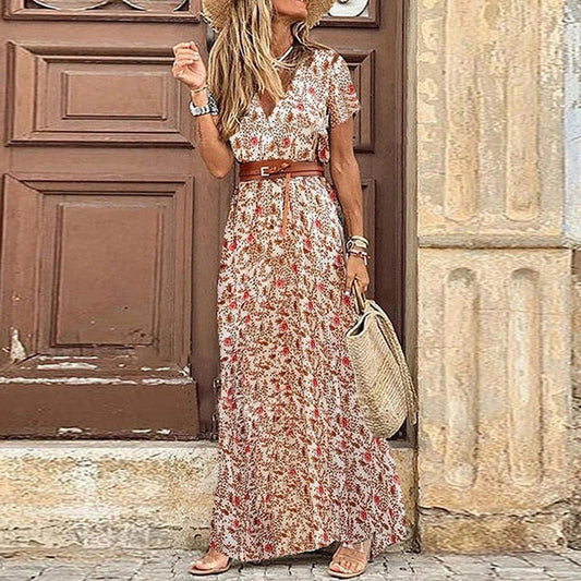 Elegante bohemian jurk met gratis riem