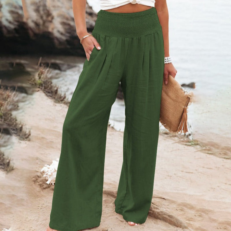 Broek met wijde pijpen en hoge taille