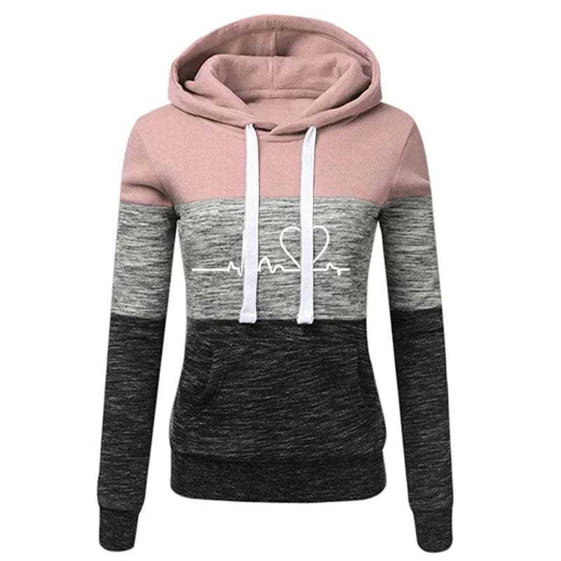 Monica - Slim-fit hoodie met hart- en beatprint voor dames