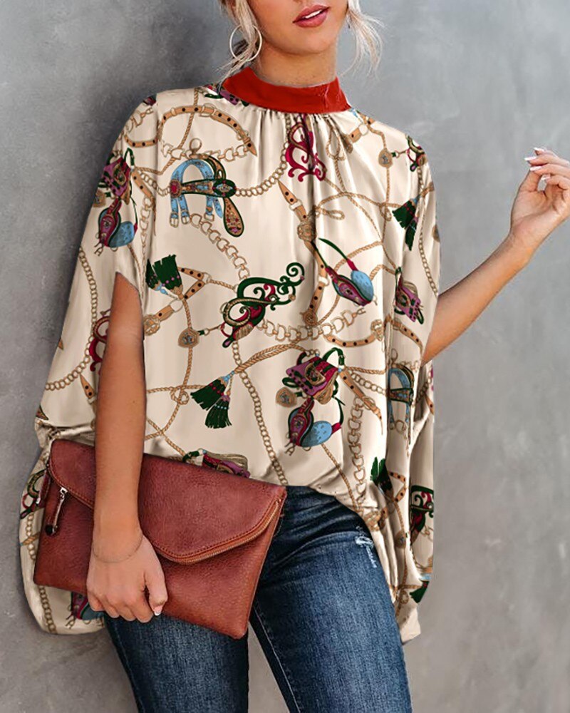 Elegante Loszittende Blouse met Vleermuismouwen voor de Zomer | Casual Mode Streetwear Top