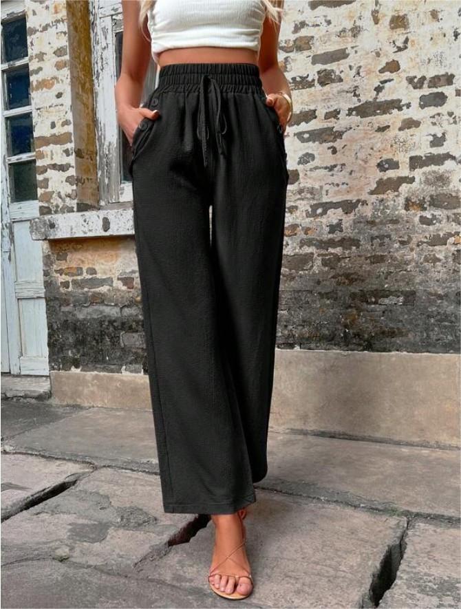 Karely - Losvallende broek met hoge taille
