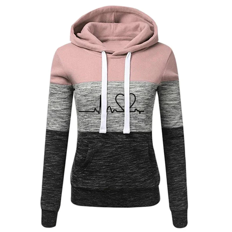 Monica - Slim-fit hoodie met hart- en beatprint voor dames