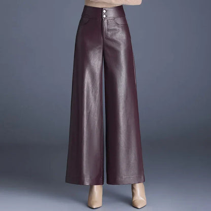 Ella | Wijde Leren Broek | Moderne Chic | Luxe Kunstleer
