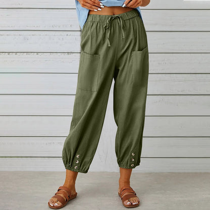 Elda broek - Linnen capribroek voor dames voor ontspannen comfort in een loszittende stijl