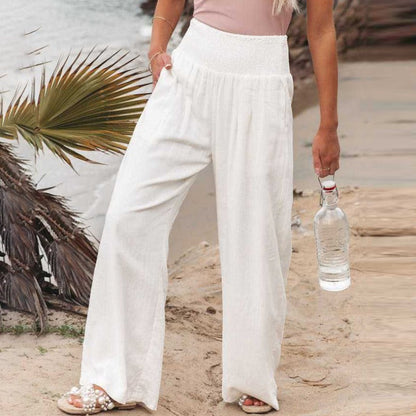 Broek met wijde pijpen en hoge taille
