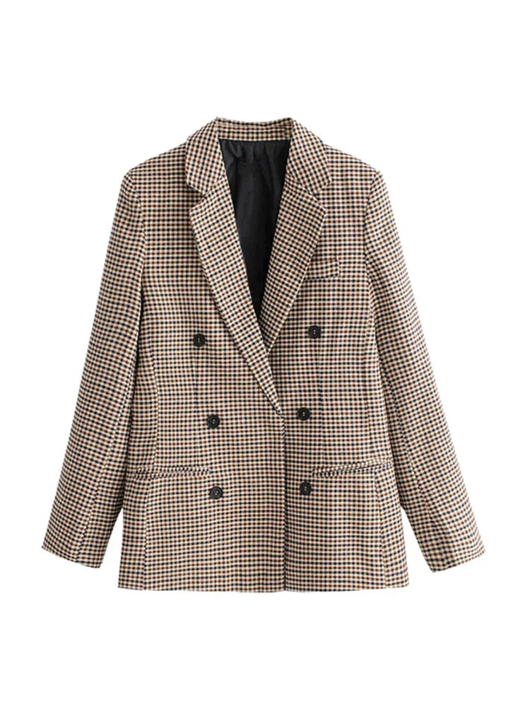 Geruite damesblazer in vintage stijl