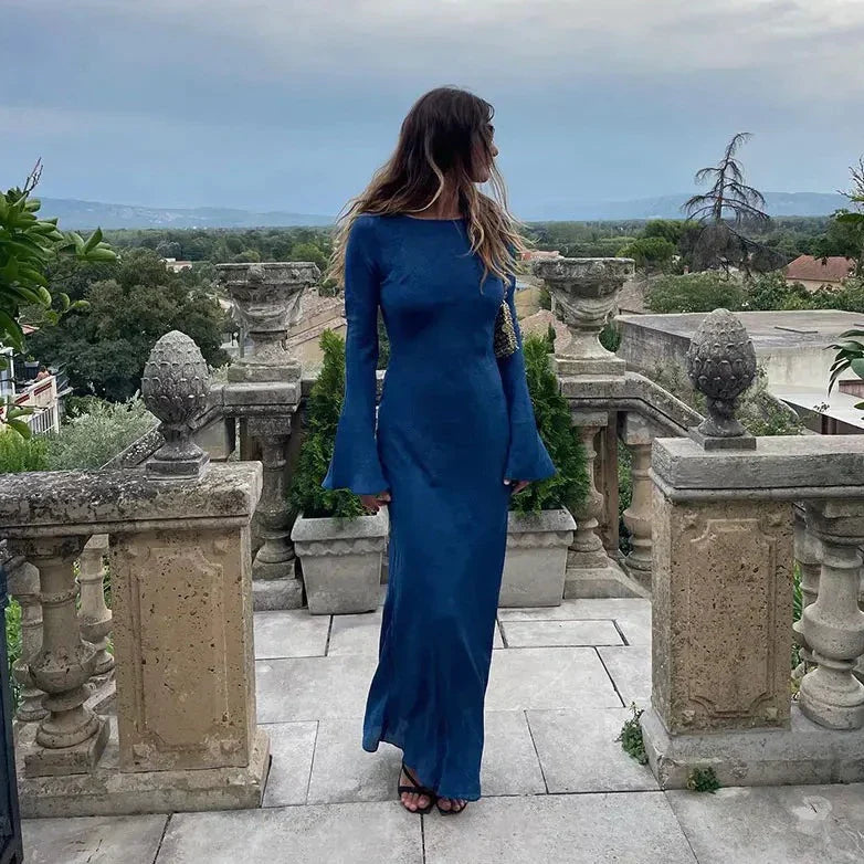 Eudora Maxijurk met lange mouwen en trompet