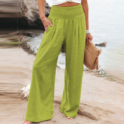Broek met wijde pijpen en hoge taille