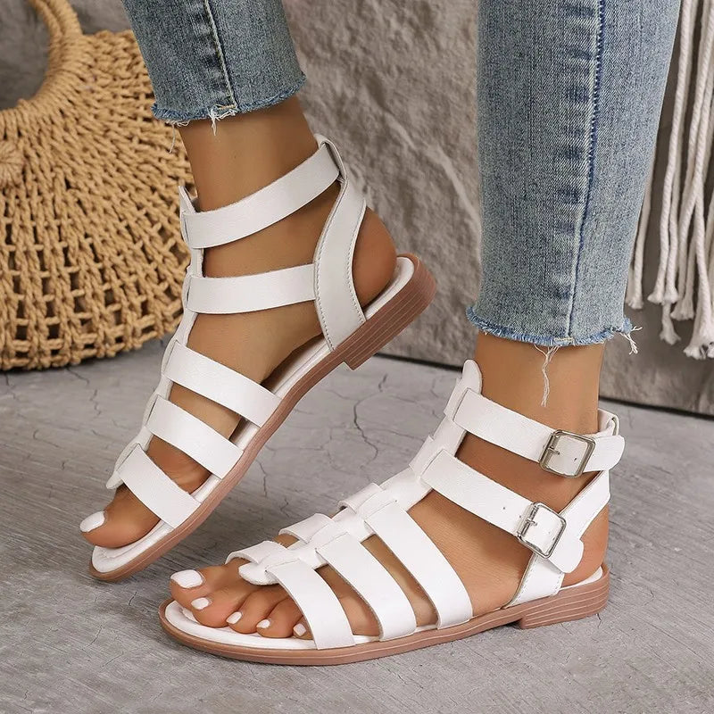 AVA | Elegante Dames Sandalen Bruin Wit