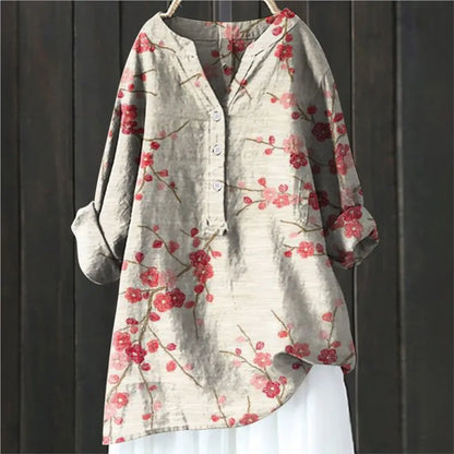 Woubina Blouse | Vrouwen Bloemen ButtonUp Lange Mouw Top