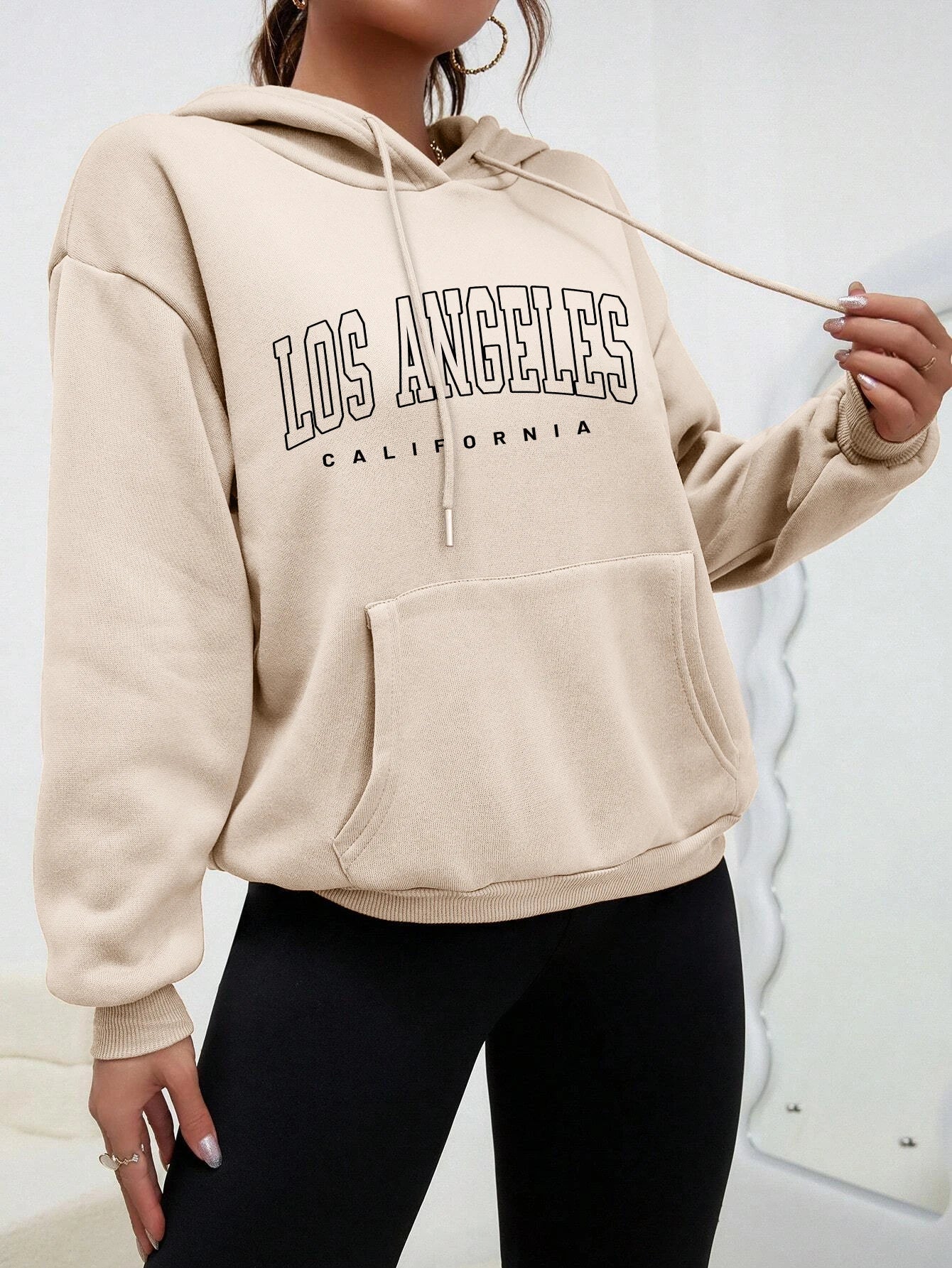 Sharon | Sweatshirt Met Capuchon Oversized Bedrukt Los Angeles Voor Vrouwen