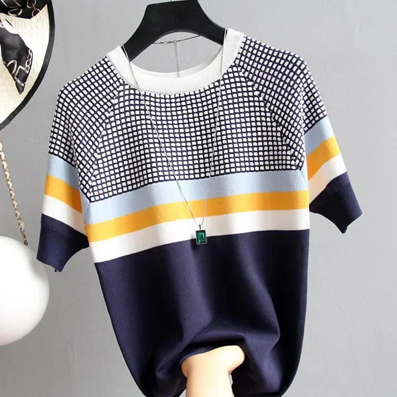 Amara Blouse | Gebreide Blouse met Korte Mouw