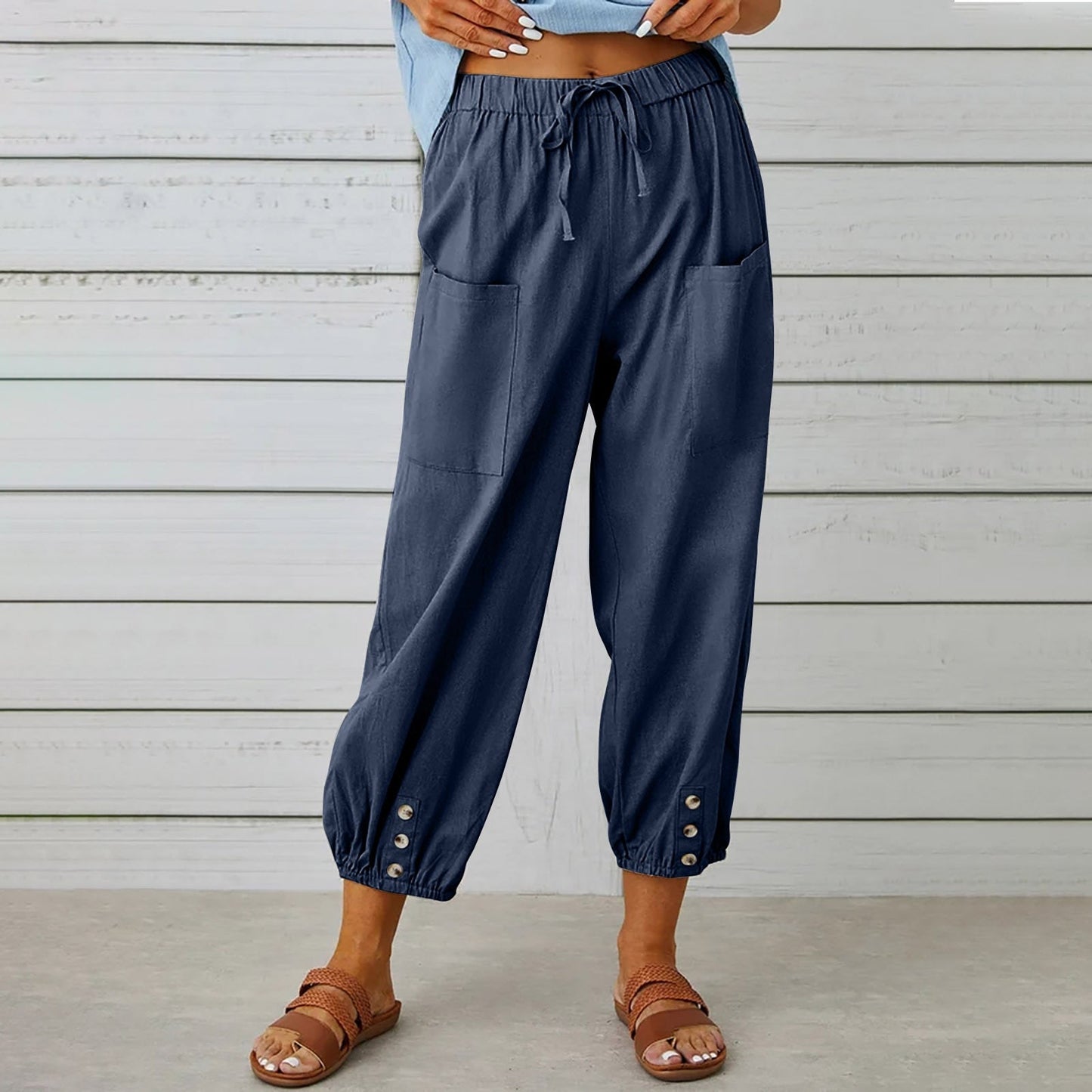 Elda broek - Linnen capribroek voor dames voor ontspannen comfort in een loszittende stijl