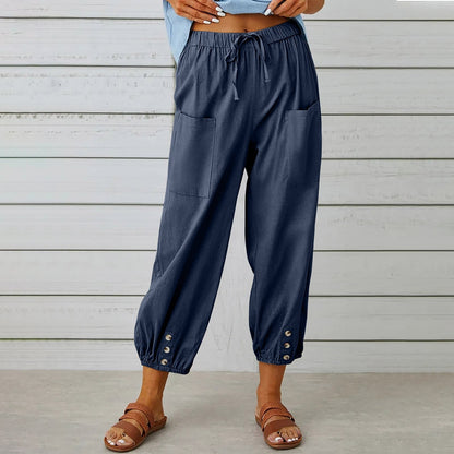 Elda broek - Linnen capribroek voor dames voor ontspannen comfort in een loszittende stijl