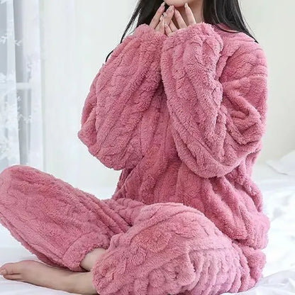 Heidi-Mode | Warme Teddy Fleece Pyjama Set Voor Vrouwen