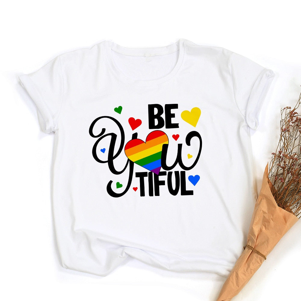Peace Love Equality Regenboog Grafische T-Shirt | LGBT Trots Retro Zomertop