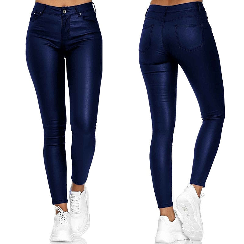 Fiamma Broek - Veelzijdige damesbroek met hoge taille en skinny leer voor alle gelegenheden