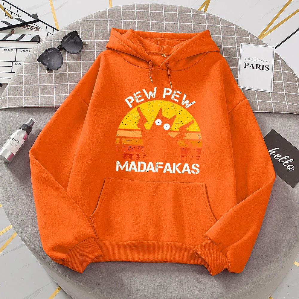 Scharlakenrode hoodie voor dames met kattenprint