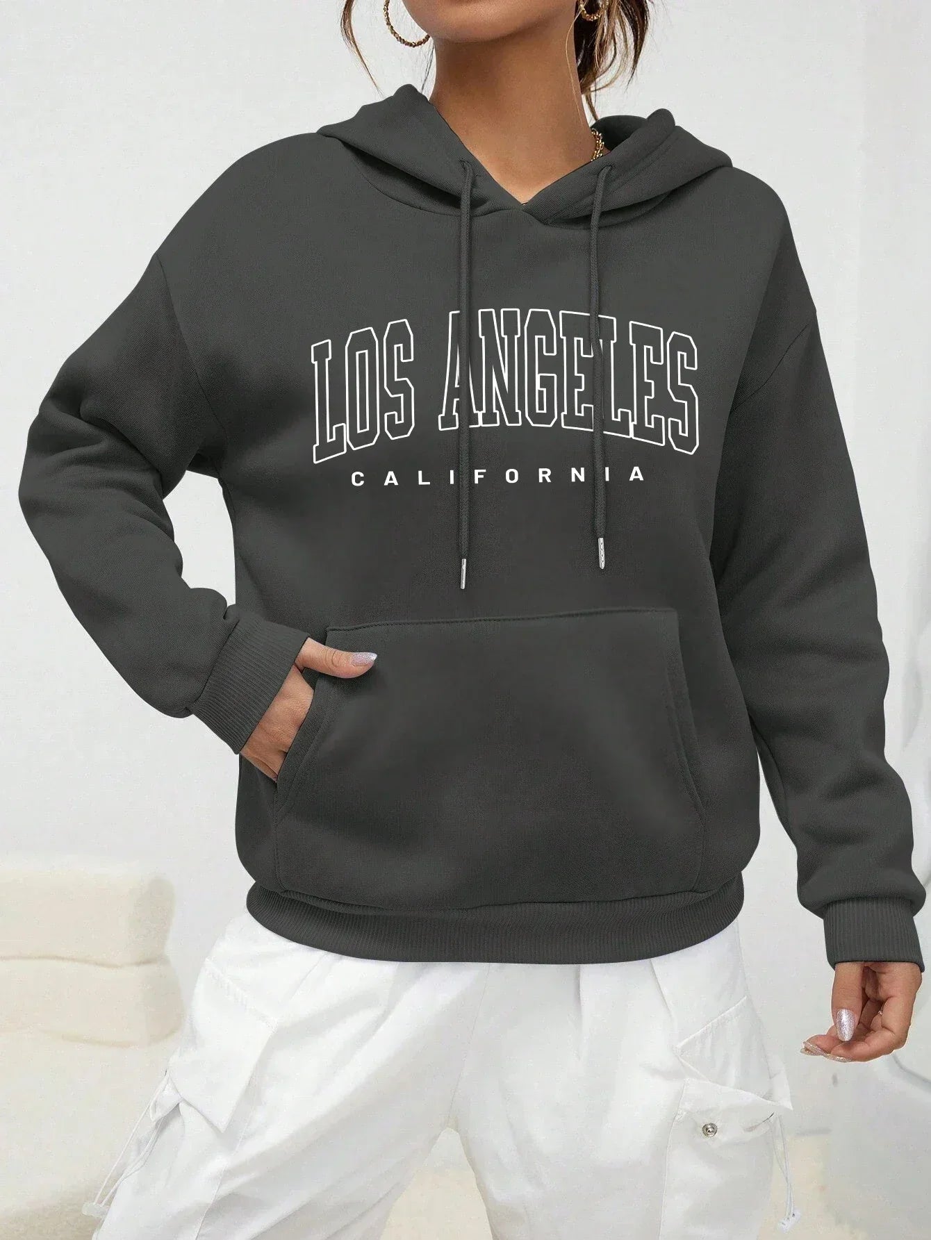 Sharon | Sweatshirt Met Capuchon Oversized Bedrukt Los Angeles Voor Vrouwen