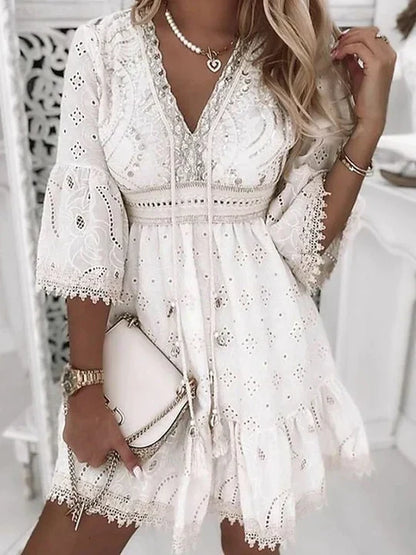 Boho zomerjurk met borduursel