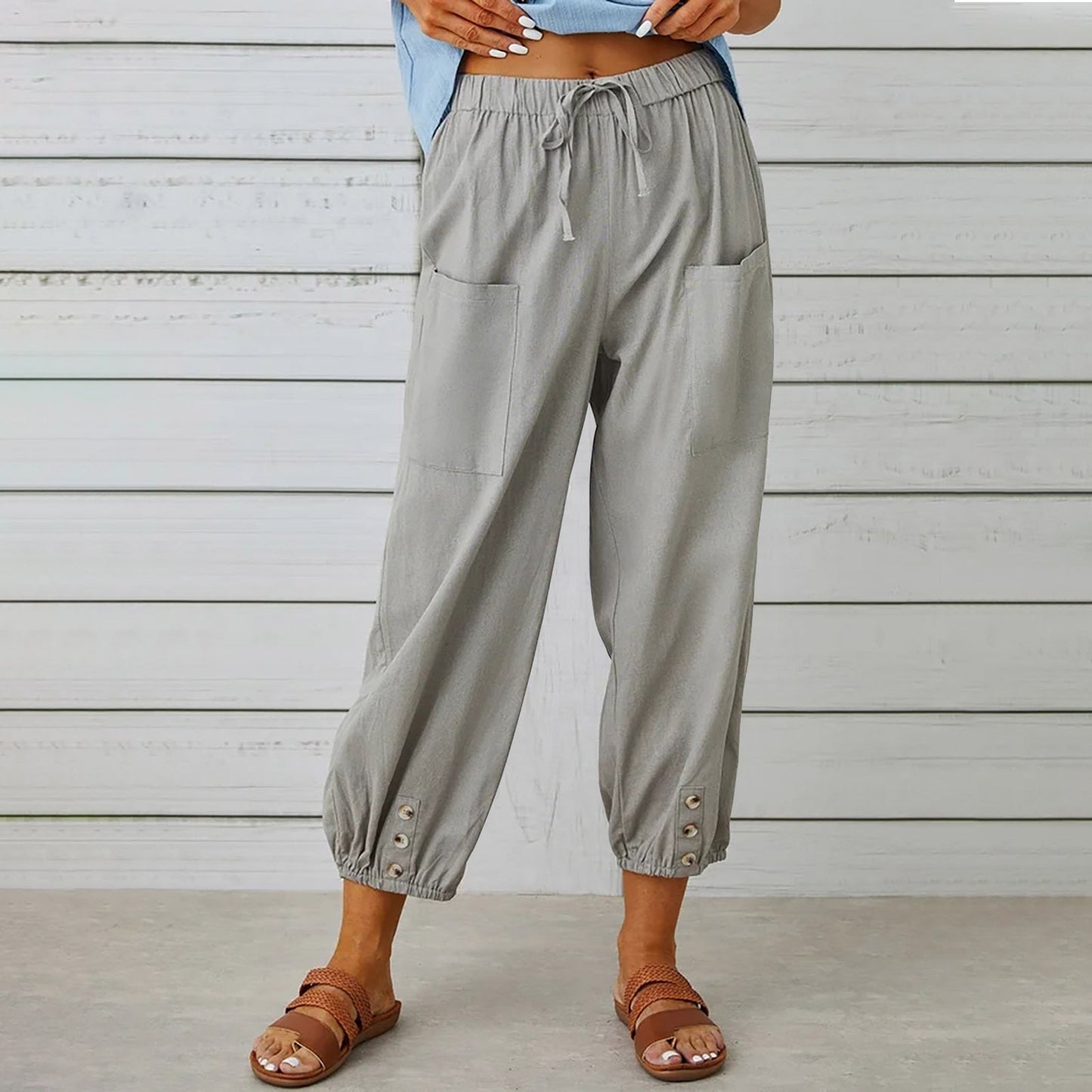 Elda broek - Linnen capribroek voor dames voor ontspannen comfort in een loszittende stijl