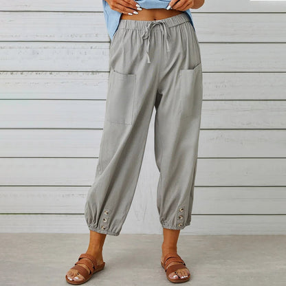 Elda broek - Linnen capribroek voor dames voor ontspannen comfort in een loszittende stijl
