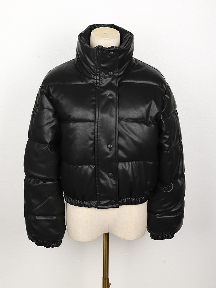 CoolJacket I Leren Puffer Jas Voor Dames