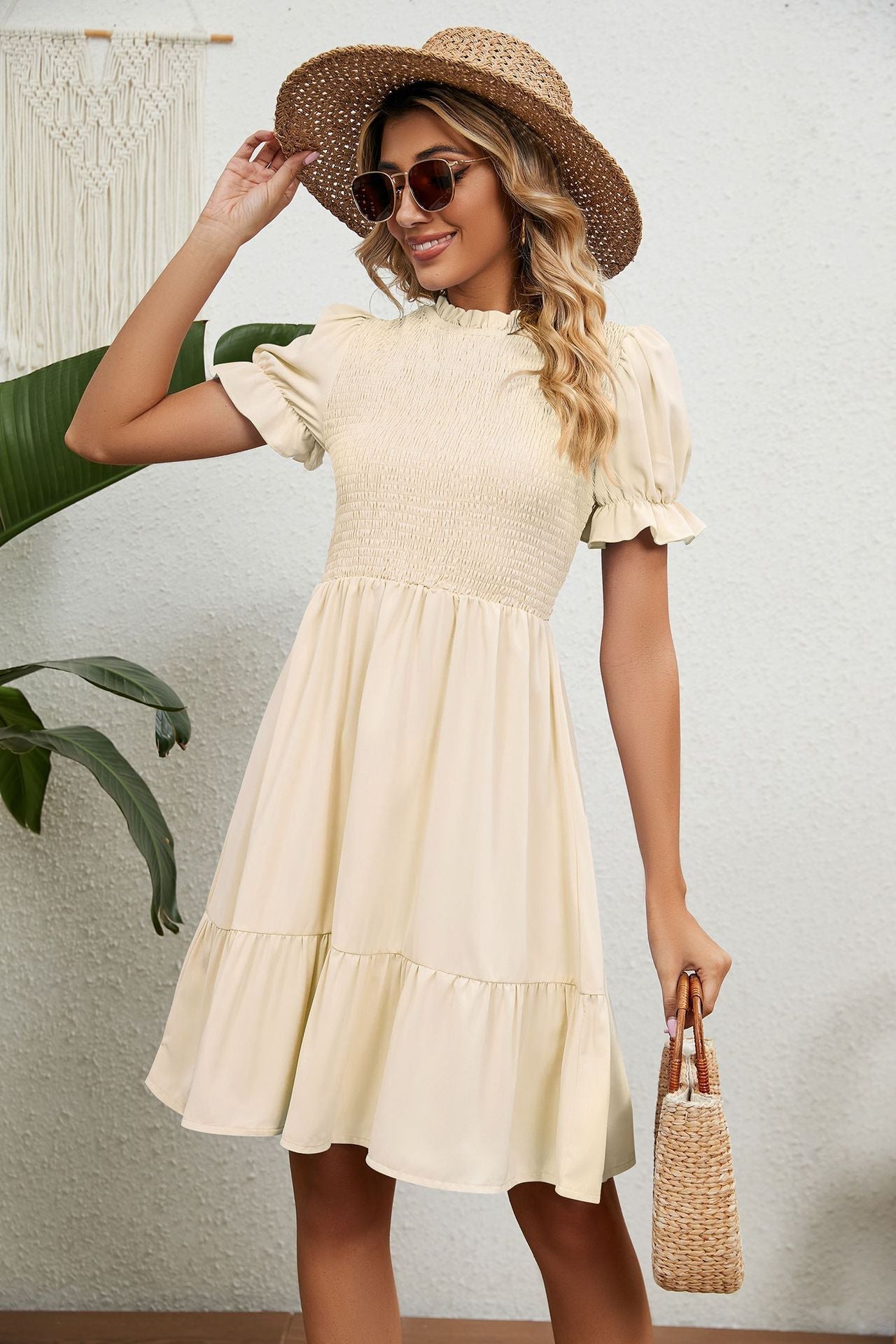 Lotte | Beige zomerjurk met franjes