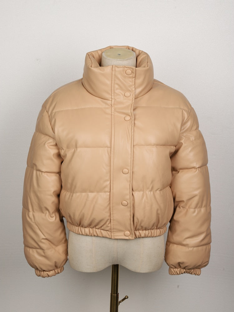 CoolJacket I Leren Puffer Jas Voor Dames