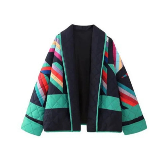 Selene - patchwork flare mouw jacket