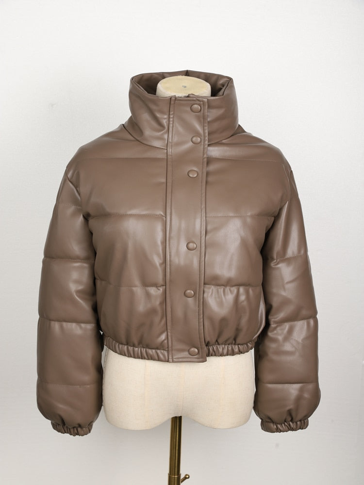 CoolJacket I Leren Puffer Jas Voor Dames