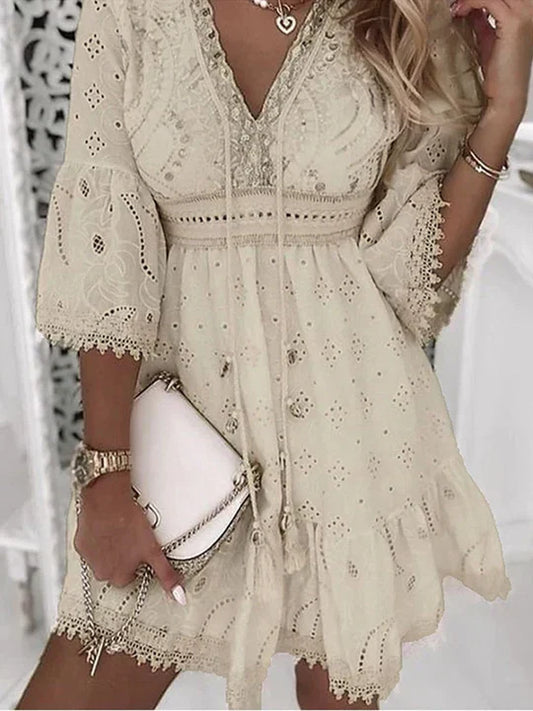 Boho zomerjurk met borduursel