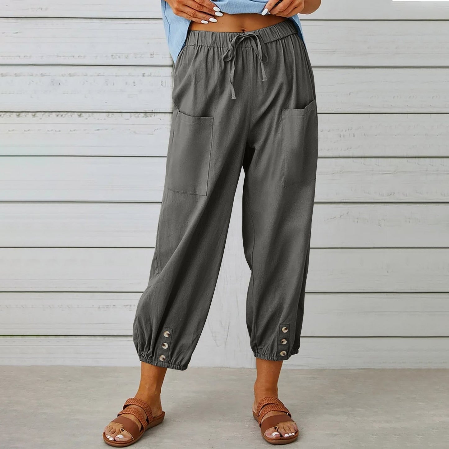 Elda broek - Linnen capribroek voor dames voor ontspannen comfort in een loszittende stijl