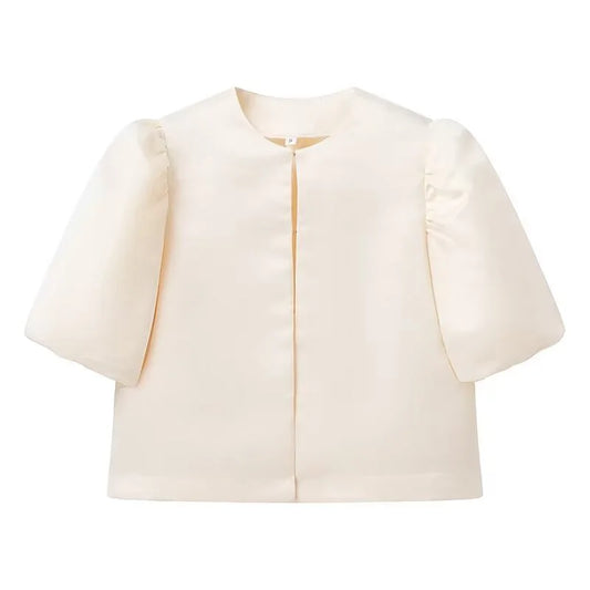 Mona - Elegant damesshirt met korte pofmouwen