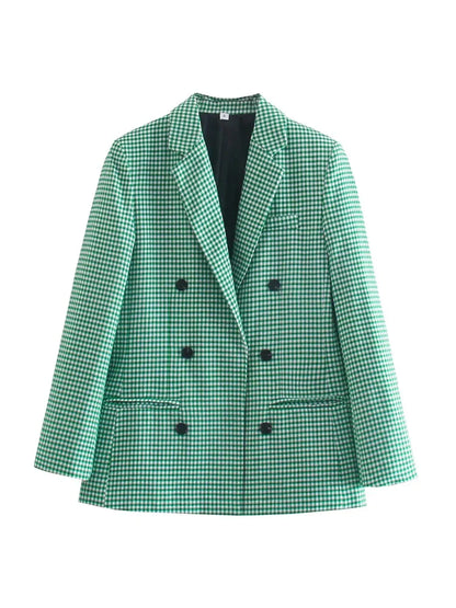 Geruite damesblazer in vintage stijl