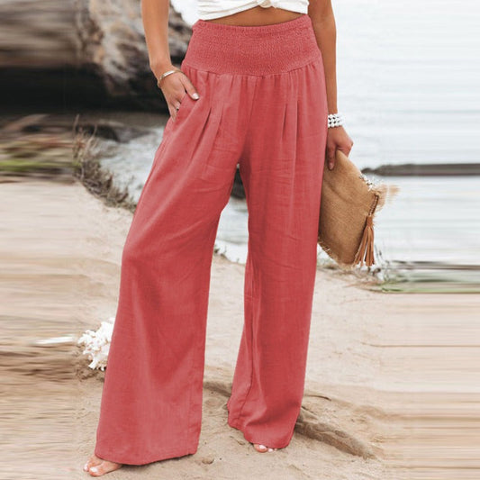 Broek met wijde pijpen en hoge taille