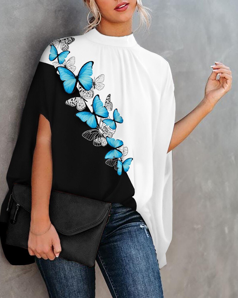 Elegante Loszittende Blouse met Vleermuismouwen voor de Zomer | Casual Mode Streetwear Top