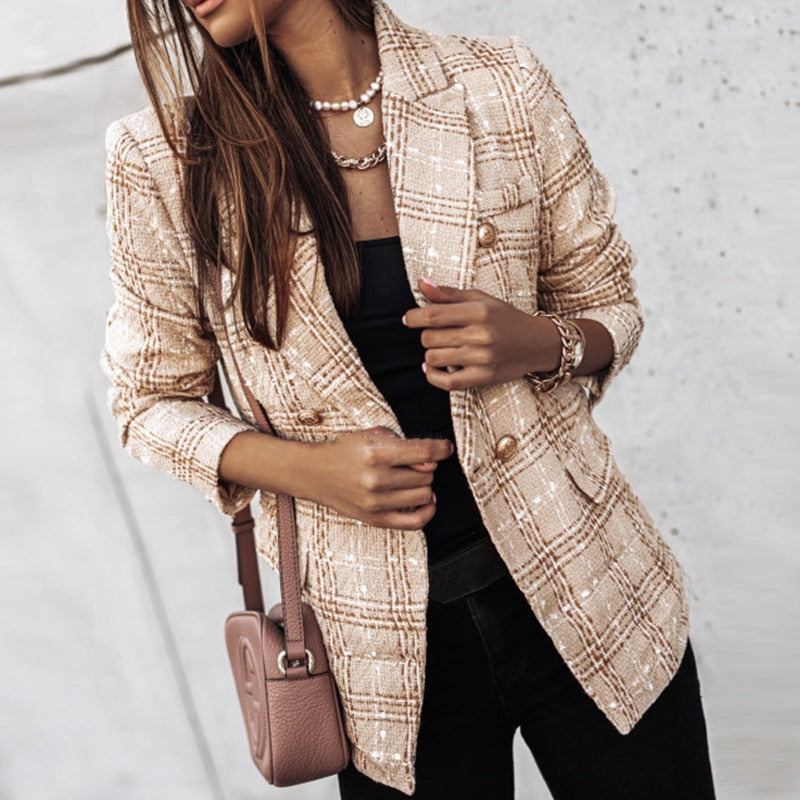 Nienkia - Chic Geruite Blazer voor Vrouwen