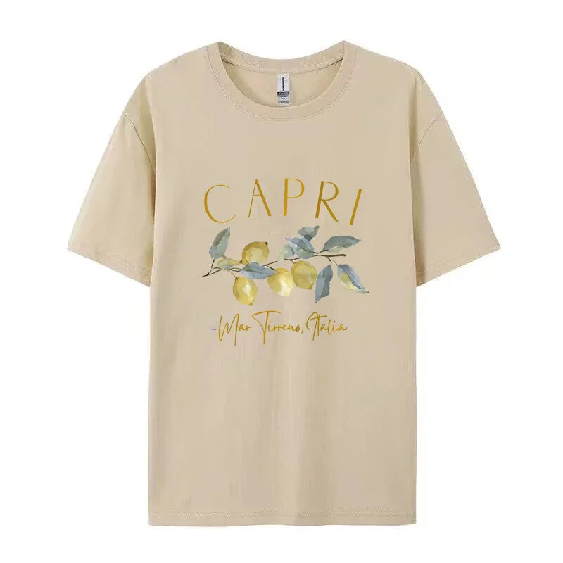 Capri T-shirt - Romantisch - Katoen - Perfect voor Elegante en Casual Gelegenheden