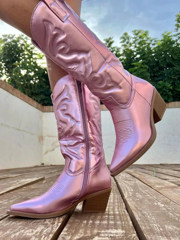 Fleur | Elegante metallic cowboy laarzen